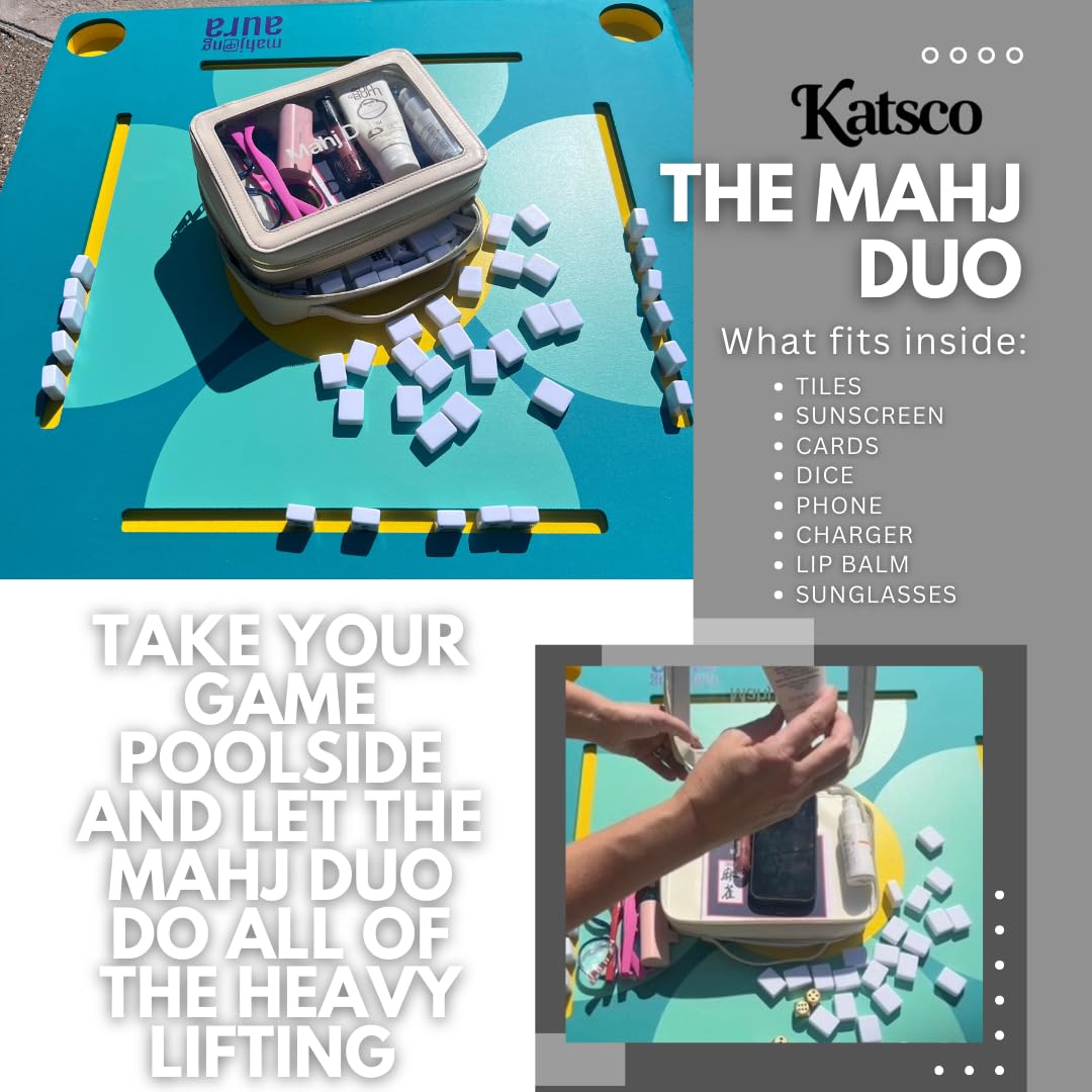 Katsco Mahj Duo Mahjong Tile & Accessory Organizer-American Mahjong Storage Bag for Tiles & Cards, Premium Mahjong Travel Case for Game Night, Mahjong Tile case for Tiles & Accessories