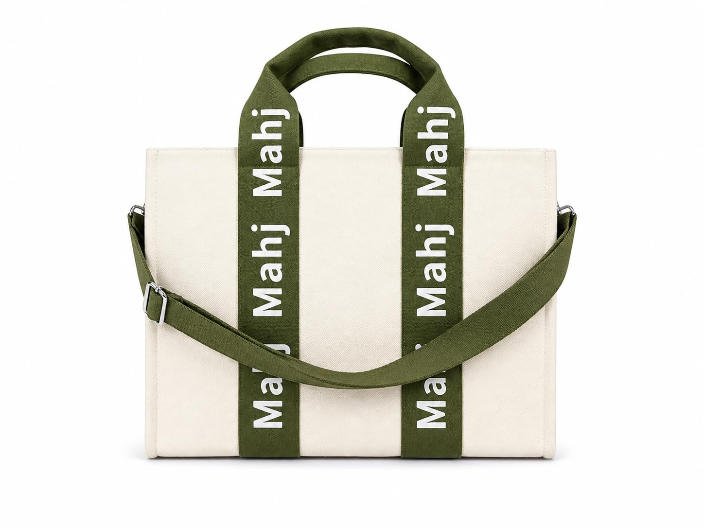 Katsco Mahj Tote-XL Canvas Mahjong Bag for Tile Sets and Racks, Nylon Interior and Zipper Pocket-Luxury Gift for Game Lovers