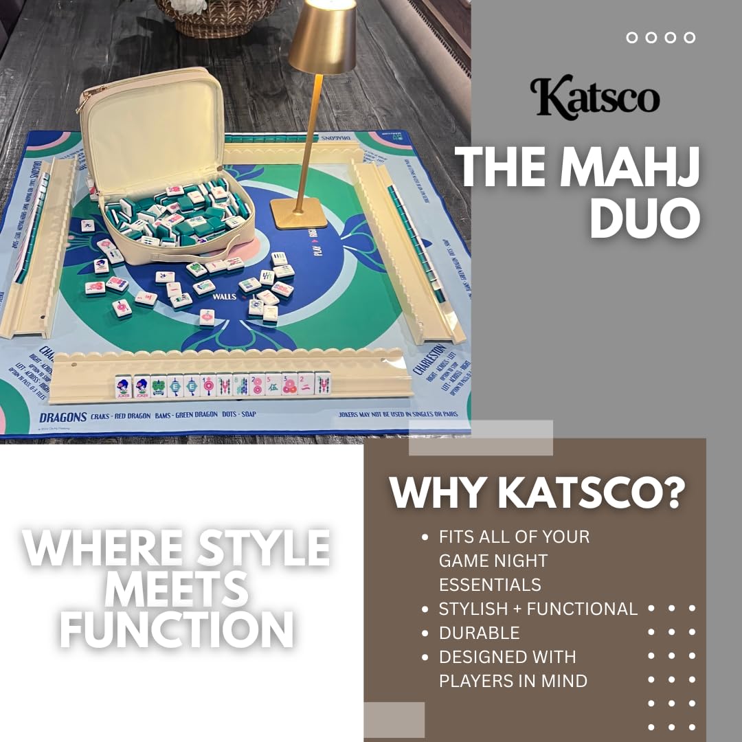Katsco Mahj Duo Mahjong Tile & Accessory Organizer-American Mahjong Storage Bag for Tiles & Cards, Premium Mahjong Travel Case for Game Night, Mahjong Tile case for Tiles & Accessories
