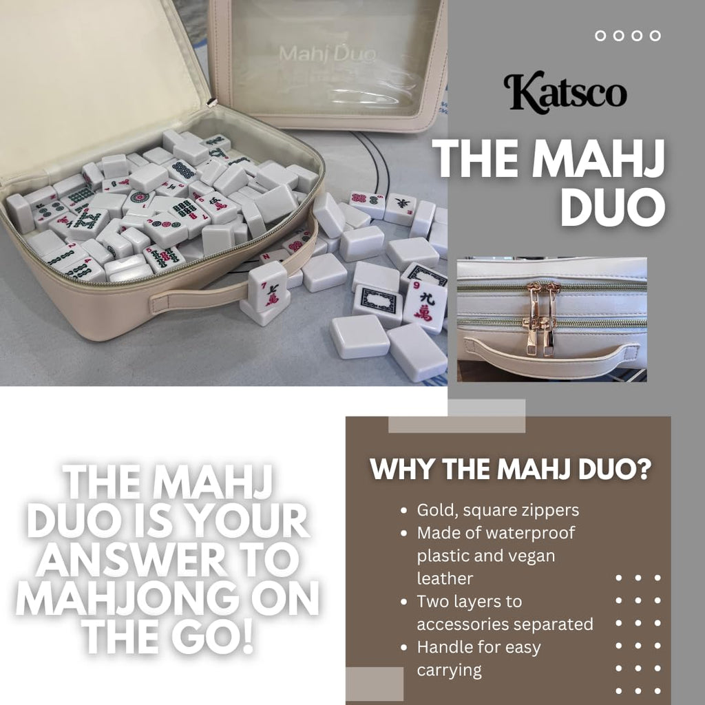Katsco Mahj Duo Mahjong Tile & Accessory Organizer-American Mahjong Storage Bag for Tiles & Cards, Premium Mahjong Travel Case for Game Night, Mahjong Tile case for Tiles & Accessories