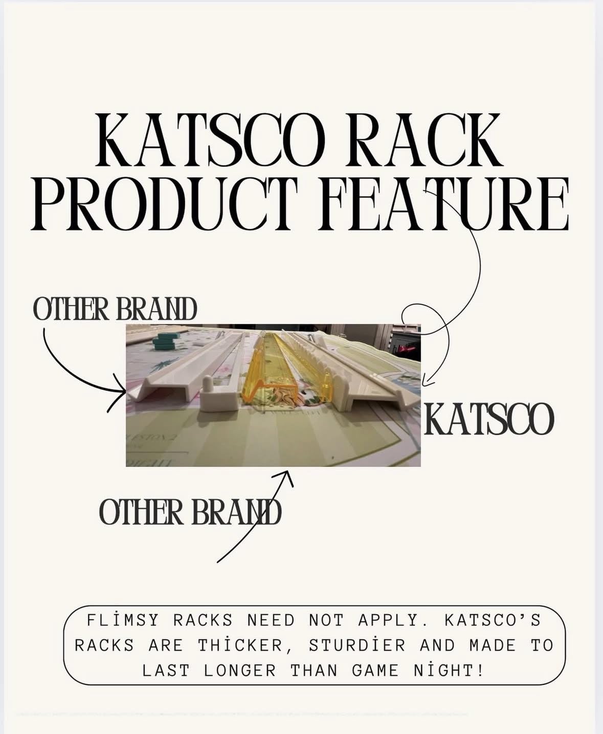 Katsco Brand, Set of 4, Magnetic, Scalloped, Ivory Mahjong Tile Racks with Removable Acrylic Pushers with Velvet Bag, 20-Inch Length American Mahjong Racks Holders, Includes Velvet Rack Bag