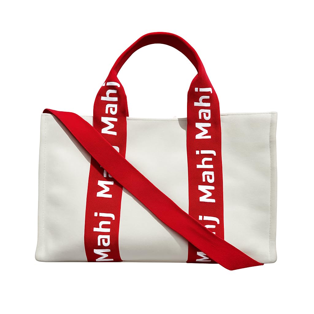 Mahjong Bag Preppy Canvas Tote Mahj Tiles Racks & Cards Tennis Pickleball gift