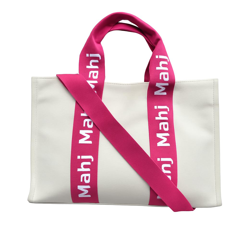Katsco Mahj Tote-XL Canvas Mahjong Bag for Tile Sets and Racks, Nylon Interior and Zipper Pocket-Luxury Gift for Game Lovers
