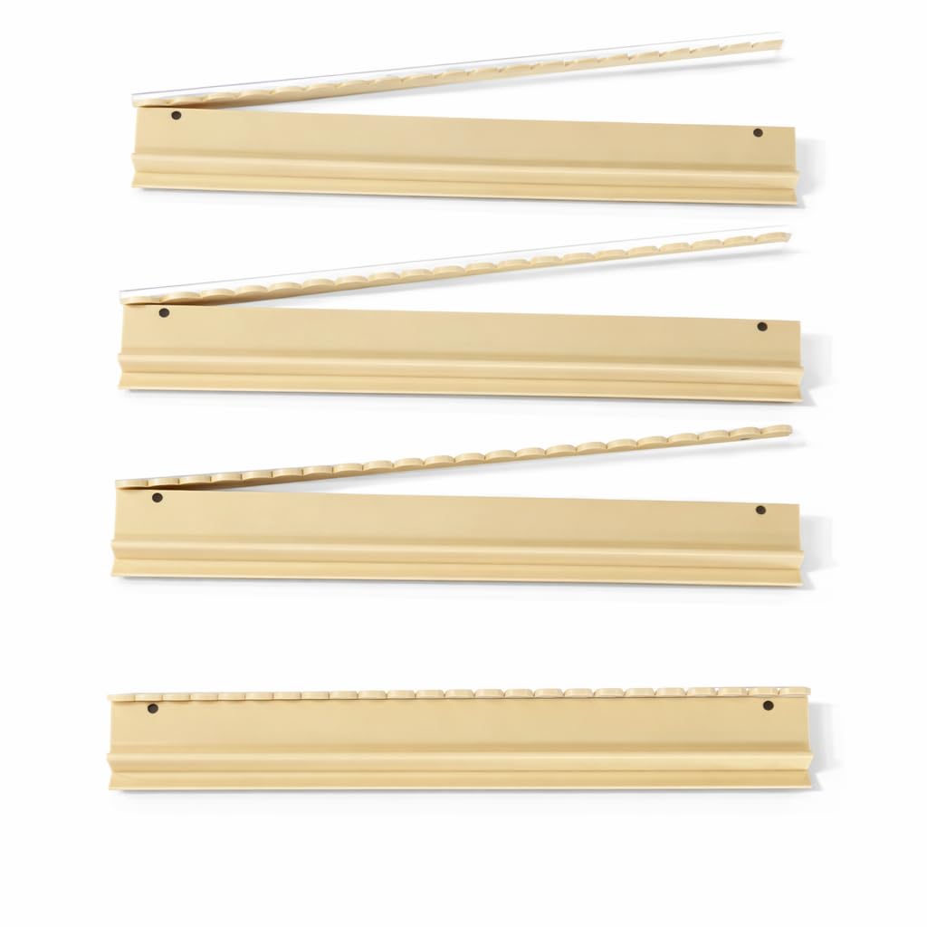 Katsco Brand, Set of 4, Magnetic, Scalloped, Ivory Mahjong Tile Racks with Removable Acrylic Pushers with Velvet Bag, 20-Inch Length American Mahjong Racks Holders, Includes Velvet Rack Bag