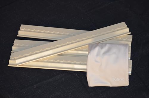 Katsco Brand, American Mahjong Racks with Pushers - 4 20" Acrylic Mahjong Racks - Scalloped Ivory Rack Set with Velvet Rack Bag - Fits Standard and Large American Mahjong Tiles