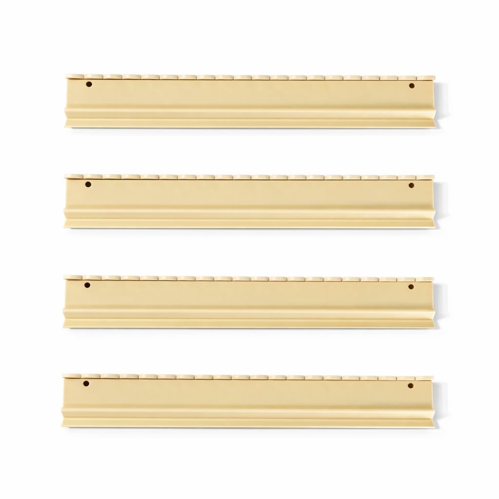 Katsco Brand, Set of 4, Magnetic, Scalloped, Ivory Mahjong Tile Racks with Removable Acrylic Pushers with Velvet Bag, 20-Inch Length American Mahjong Racks Holders, Includes Velvet Rack Bag