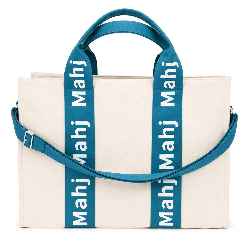 Katsco Mahj Tote-XL Canvas Mahjong Bag for Tile Sets and Racks, Nylon Interior and Zipper Pocket-Luxury Gift for Game Lovers
