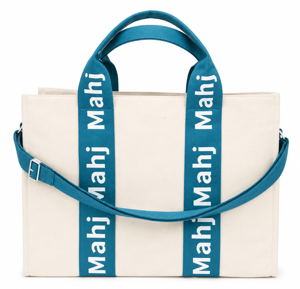 Katsco Mahj Tote-XL Canvas Mahjong Bag for Tile Sets and Racks, Nylon Interior and Zipper Pocket-Luxury Gift for Game Lovers