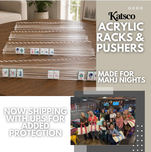 Katsco Clear Acrylic Mahjong Racks with Pushers — Set of 4
