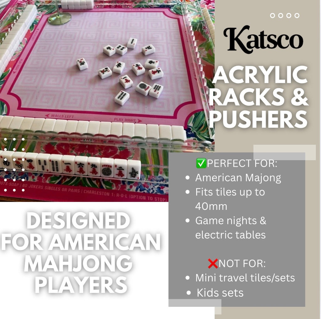 Katsco Clear Acrylic Mahjong Racks with Pushers — Set of 4