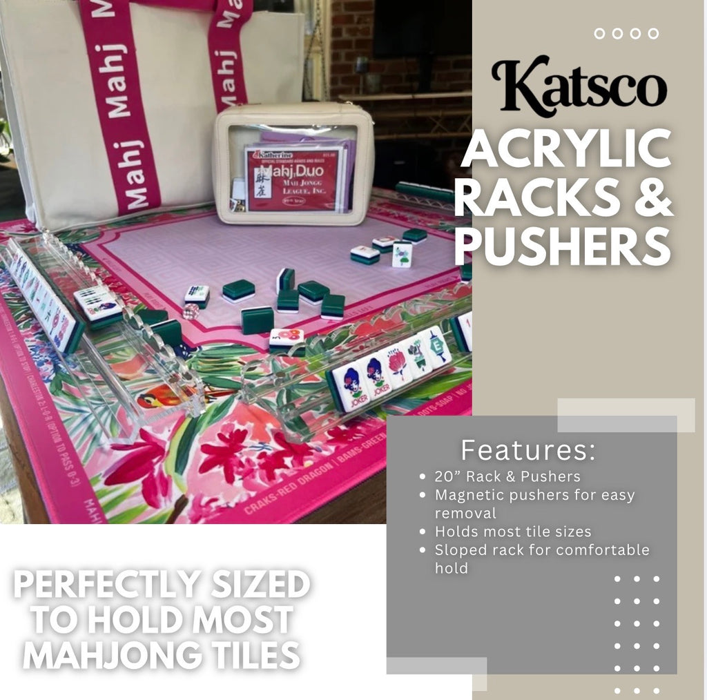 Katsco Clear Acrylic Mahjong Racks with Pushers — Set of 4