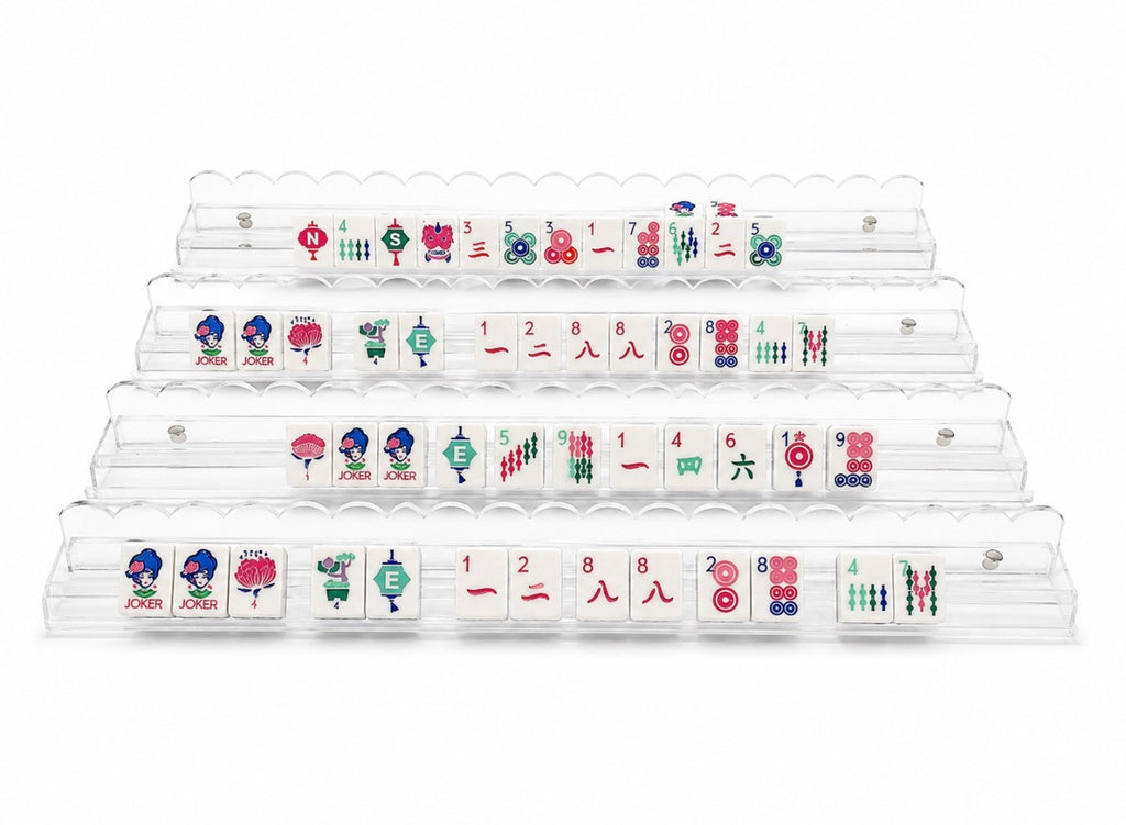 Katsco Clear Acrylic Mahjong Racks with Pushers — Set of 4