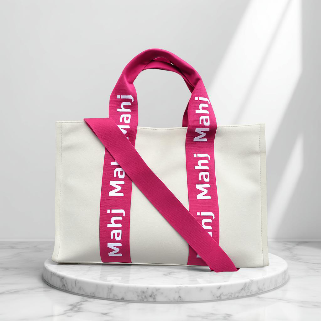 Mahjong Bag Preppy Canvas Tote Mahj Tiles Racks & Cards Tennis Pickleball gift