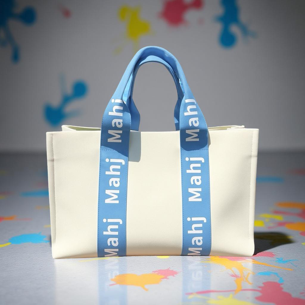 Mahjong Bag Preppy Canvas Tote Mahj Tiles Racks & Cards Trendy Mahjongg Lovers Gift