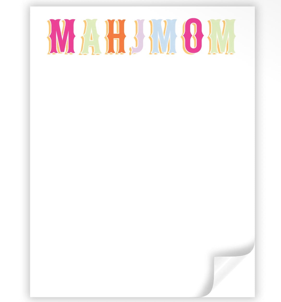 Mahjmom Mahjong Notepad: Multi-Colored