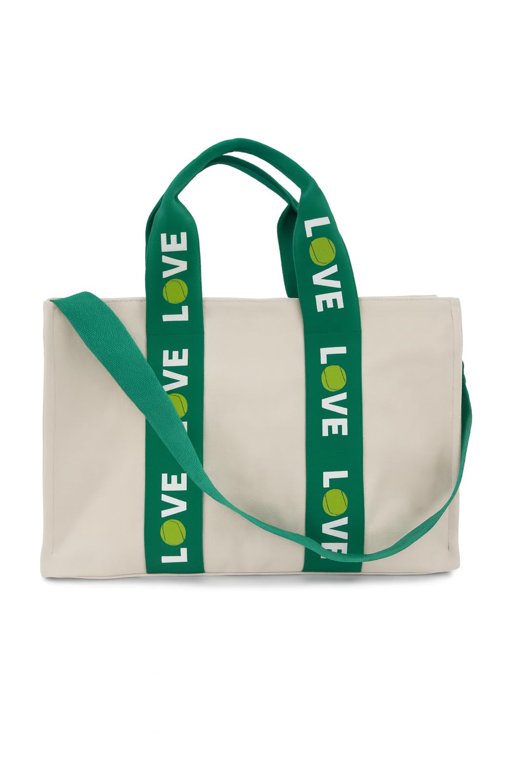 Katsco Tennis Tote- LOVE Tote - Premium Oversized Canvas Court Bag with Interior Zipper Pockets. Introductory Price - Favorite for Tennis Friends, Players and Captains.