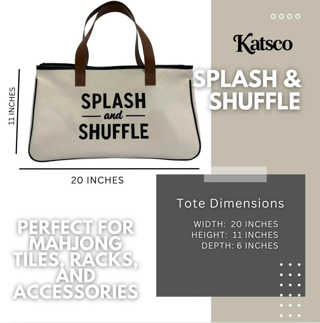 Katsco Splash & Shuffle Tote Bag for Women- Water Resistant Mahjong Tote for Pool, Beach and Travel with Zipper Pocket, Durable Multi-Compartment Interior, Large Carry-All for Mahjong Accessories
