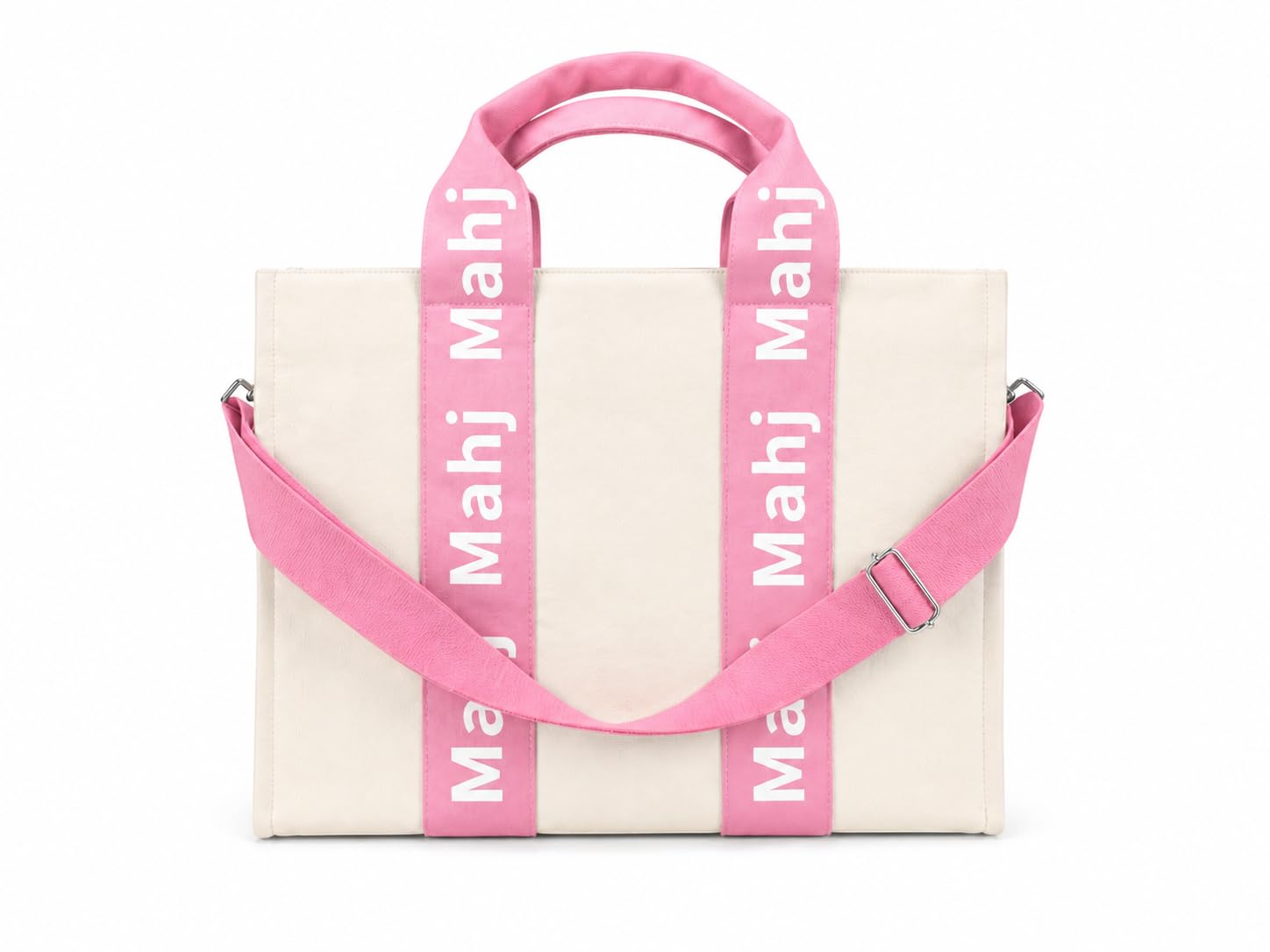 Katsco Mahj Tote-XL Canvas Mahjong Bag for Tile Sets and Racks, Nylon Interior and Zipper Pocket-Luxury Gift for Game Lovers