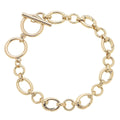 Gold chain bracelet with a clasp on a white background