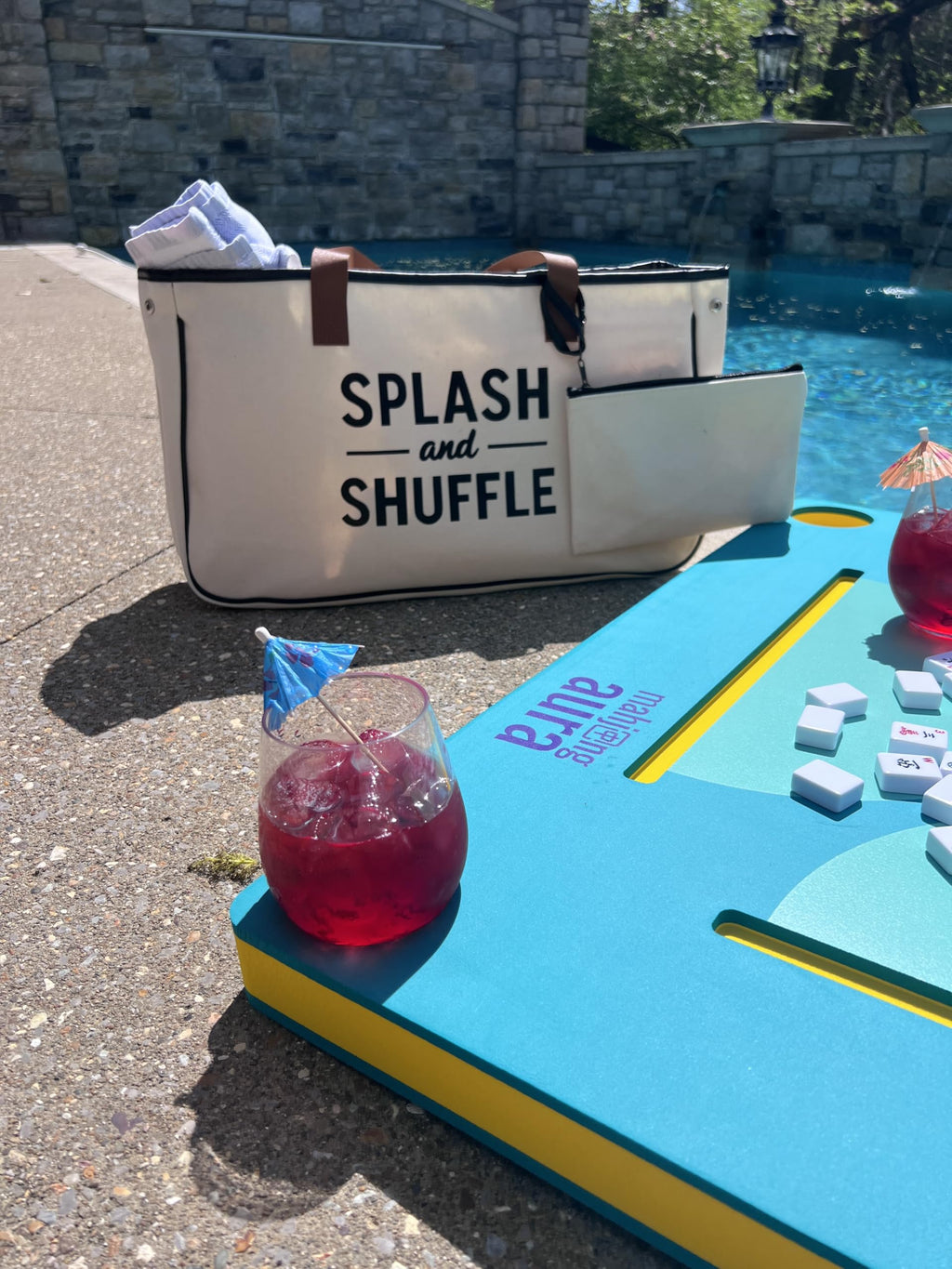 Katsco Splash & Shuffle Tote Bag for Women- Water Resistant Mahjong Tote for Pool, Beach and Travel with Zipper Pocket, Durable Multi-Compartment Interior, Large Carry-All for Mahjong Accessories